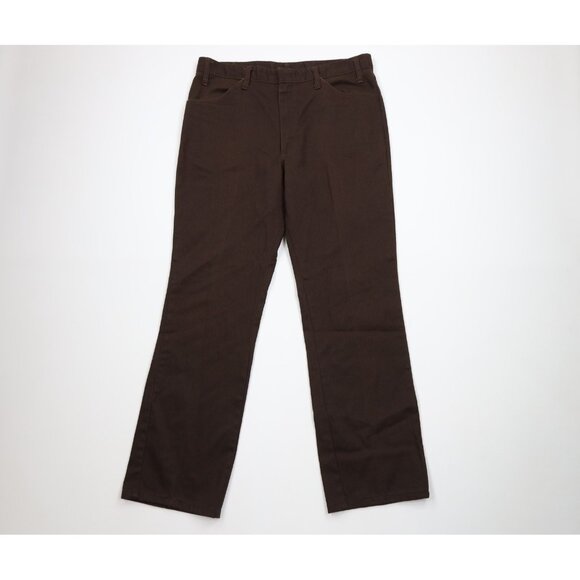 Vintage 70s Dickies Mens 34x30 Distressed Straight Leg Mechanic Jeans Brown USA - Picture 1 of 15